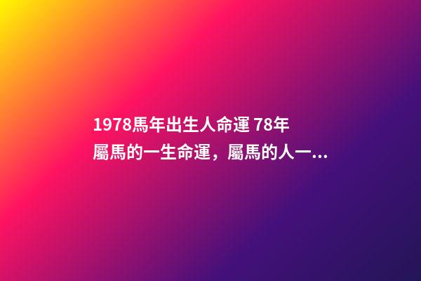 1978馬年出生人命運 78年屬馬的一生命運，屬馬的人一生的命運是怎么樣的-第1張-觀點-玄機派